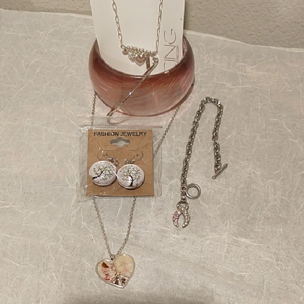 FREE Bundle Icing Silver and Pink Heart Necklace